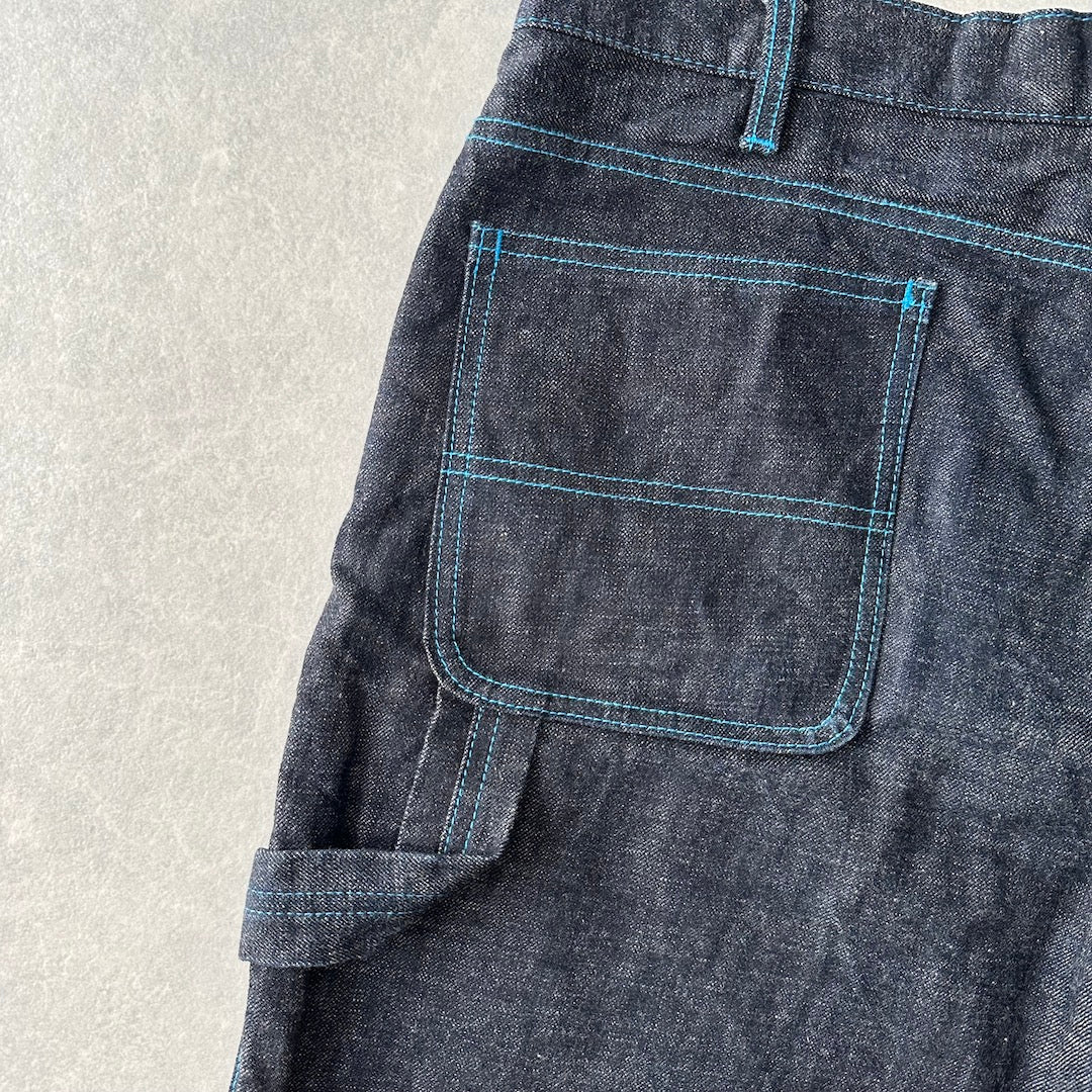【XLARGE】ロゴプリントショートデニムパンツ ブルー 32 古着 メンズ