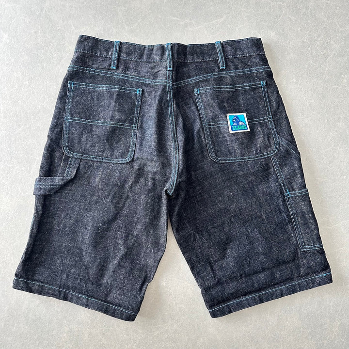 【XLARGE】ロゴプリントショートデニムパンツ ブルー 32 古着 メンズ