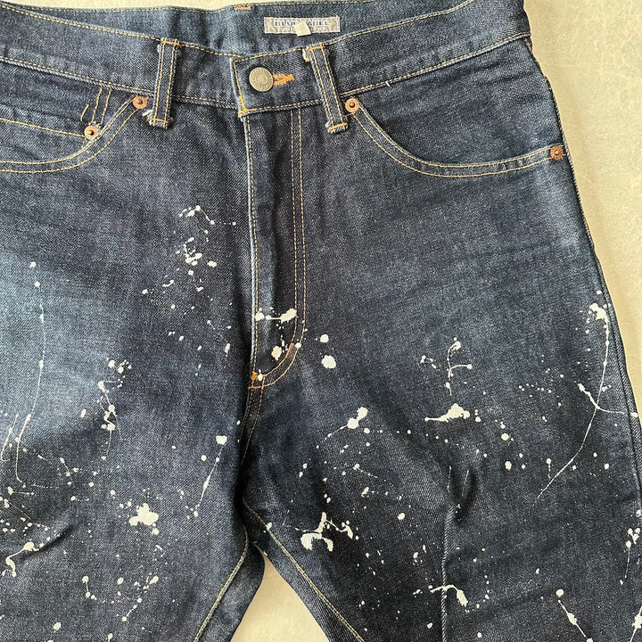【UNITED ARROWS】ペンキプリントストレートデニム ブルー 30 古着 メンズ