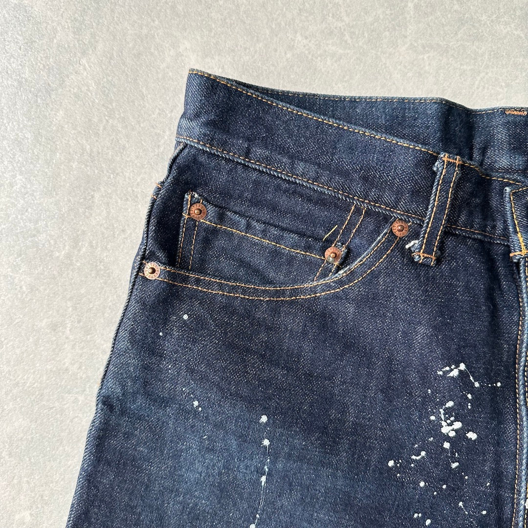 【UNITED ARROWS】ペンキプリントストレートデニム ブルー 30 古着 メンズ