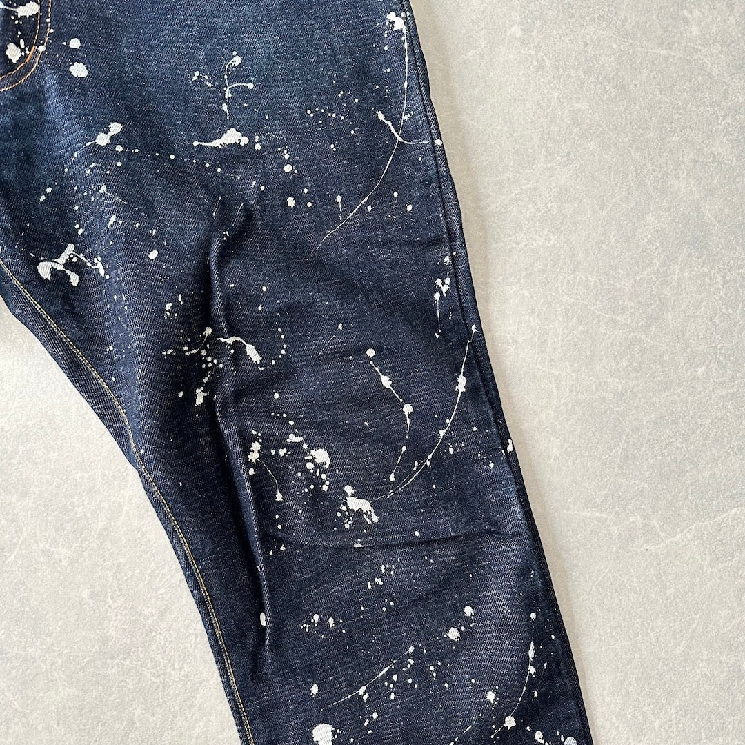 【UNITED ARROWS】ペンキプリントストレートデニム ブルー 30 古着 メンズ