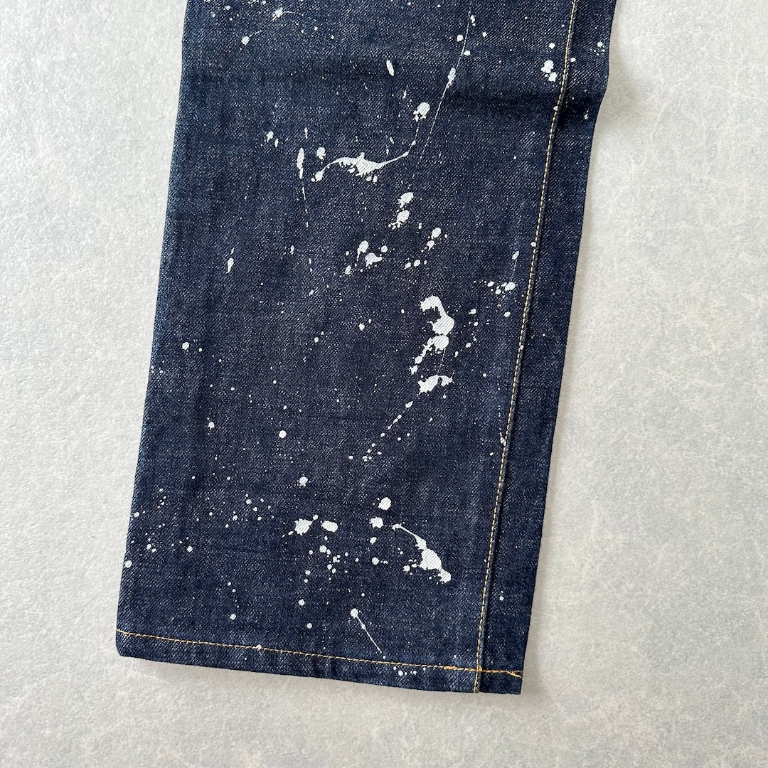 【UNITED ARROWS】ペンキプリントストレートデニム ブルー 30 古着 メンズ