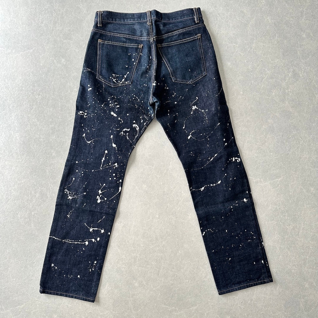 【UNITED ARROWS】ペンキプリントストレートデニム ブルー 30 古着 メンズ