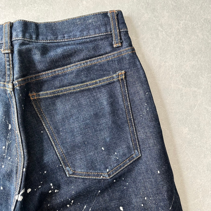 【UNITED ARROWS】ペンキプリントストレートデニム ブルー 30 古着 メンズ
