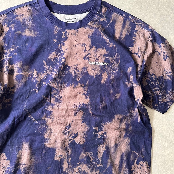 【SALOMON】ムラ染め半袖Tシャツ 総柄 S 古着 メンズ