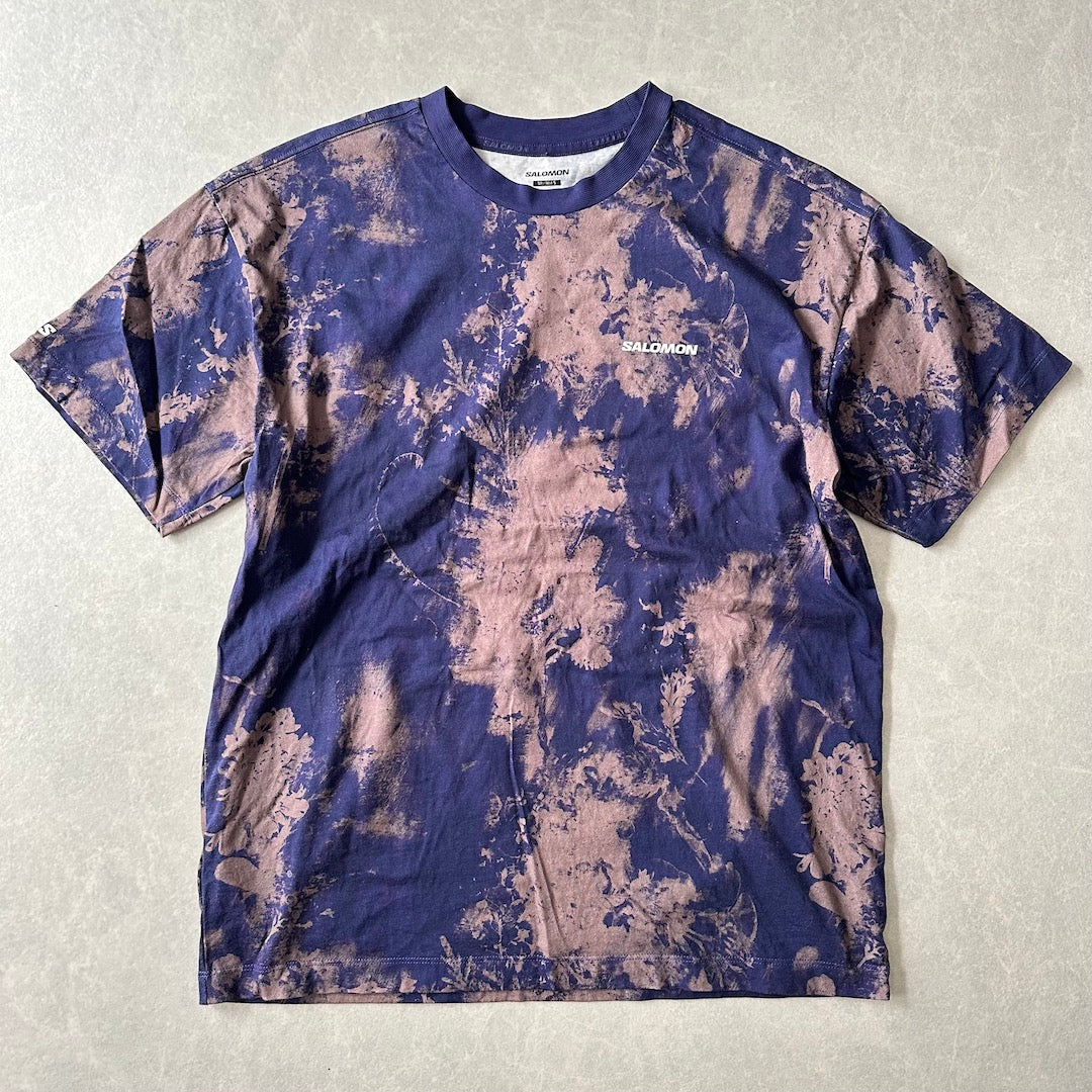 【SALOMON】ムラ染め半袖Tシャツ 総柄 S 古着 メンズ