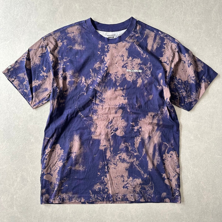 【SALOMON】ムラ染め半袖Tシャツ 総柄 S 古着 メンズ