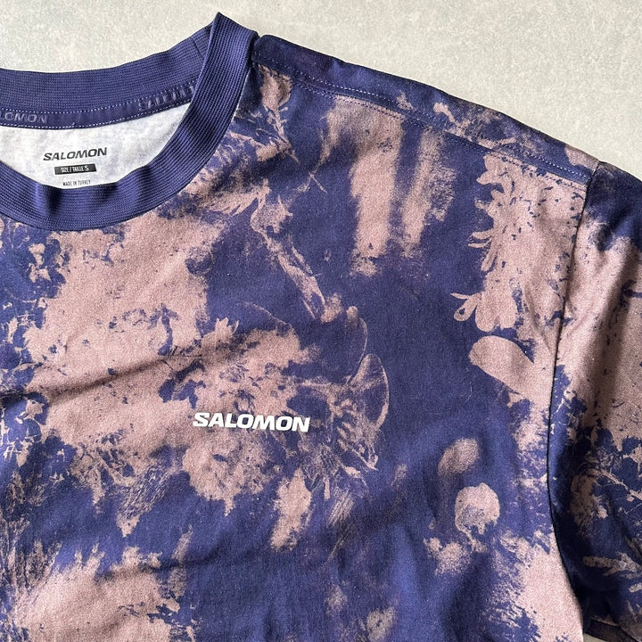 【SALOMON】ムラ染め半袖Tシャツ 総柄 S 古着 メンズ