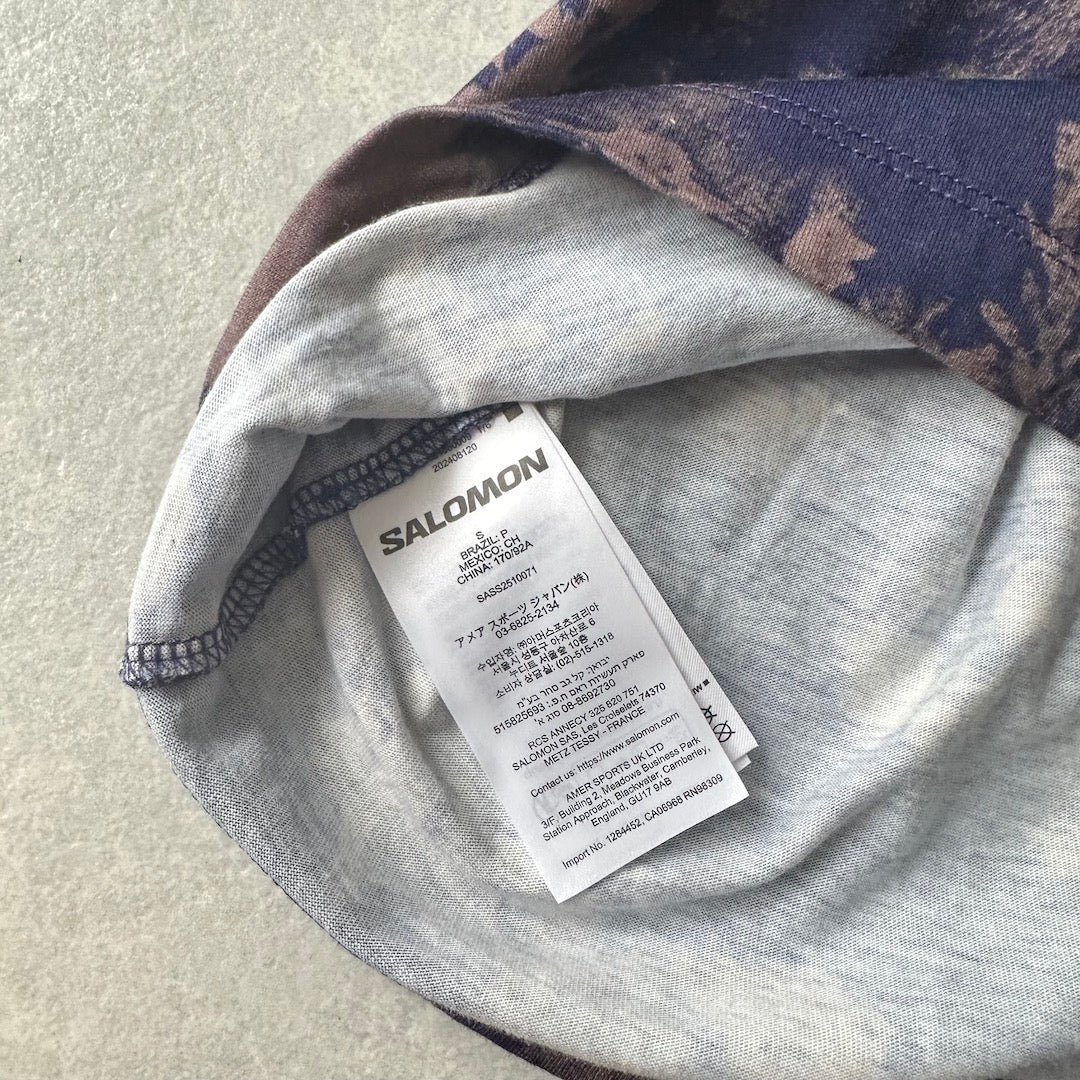 【SALOMON】ムラ染め半袖Tシャツ 総柄 S 古着 メンズ
