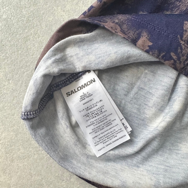 【SALOMON】ムラ染め半袖Tシャツ 総柄 S 古着 メンズ