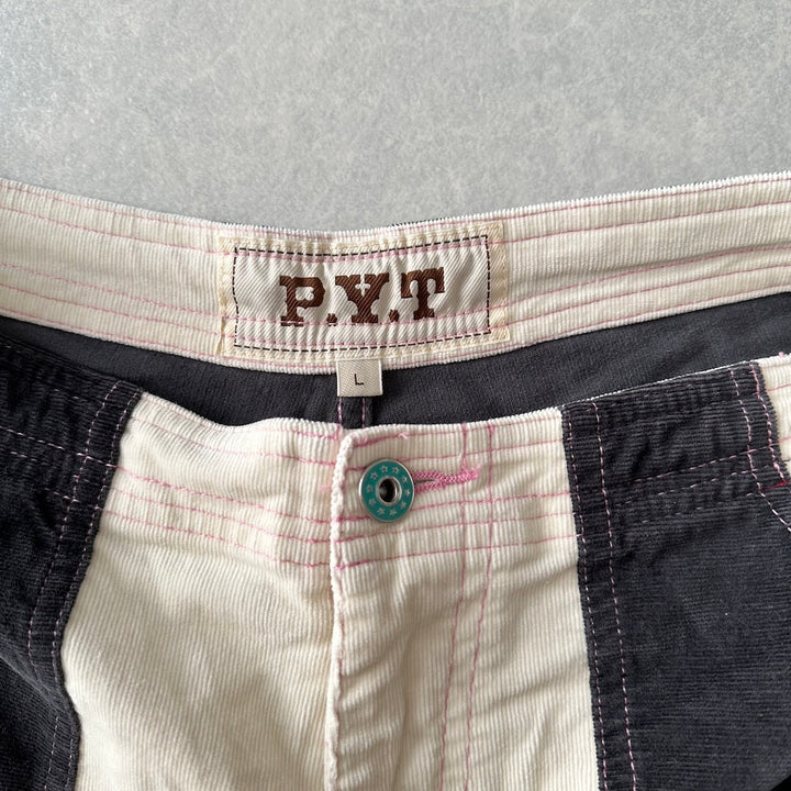 マルチカラーコーデュロイショートパンツ ホワイト L 古着 メンズ