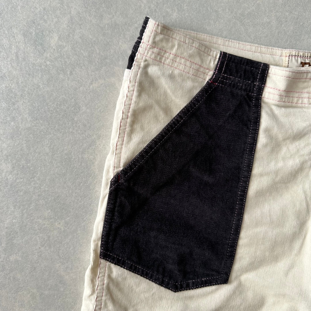 マルチカラーコーデュロイショートパンツ ホワイト L 古着 メンズ
