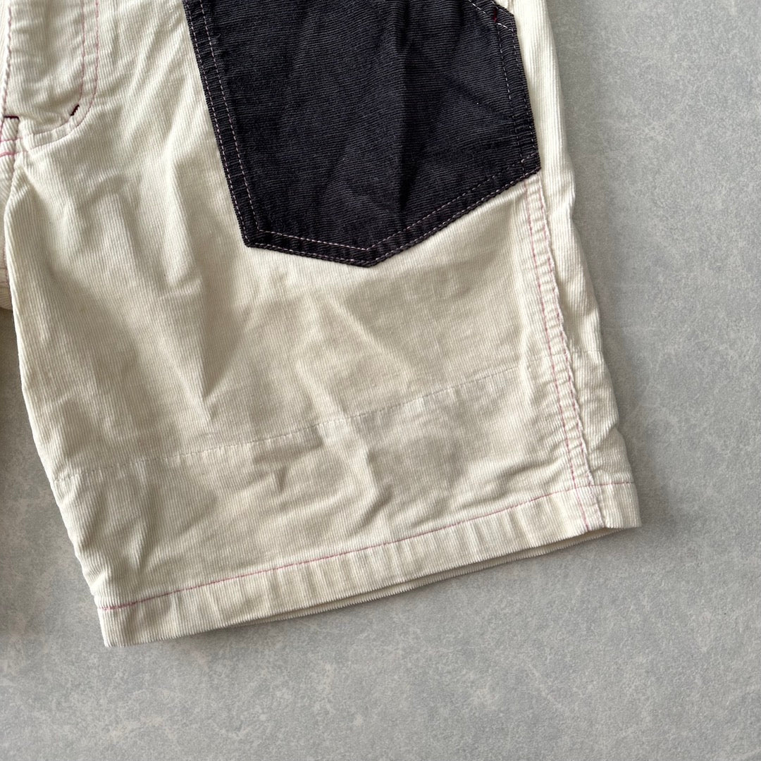 マルチカラーコーデュロイショートパンツ ホワイト L 古着 メンズ