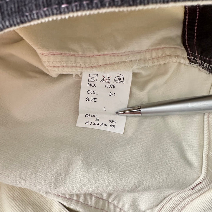 マルチカラーコーデュロイショートパンツ ホワイト L 古着 メンズ