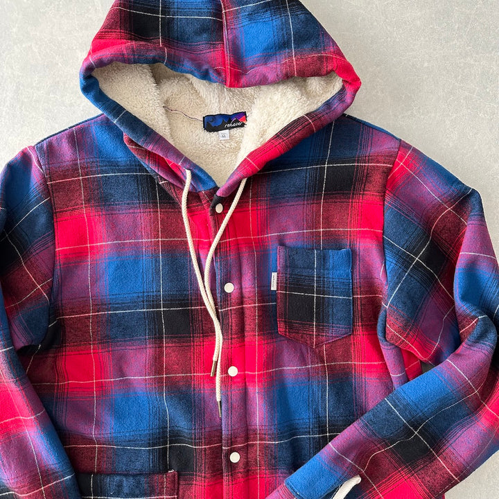チェック柄ボアパーカー チェック柄 M 古着 メンズ
