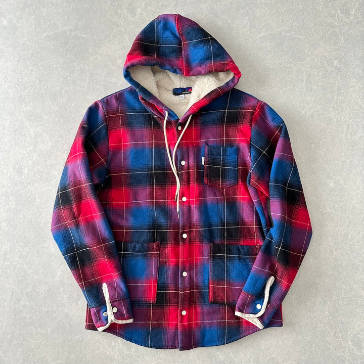 チェック柄ボアパーカー チェック柄 M 古着 メンズ