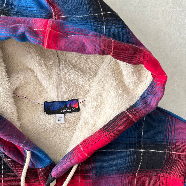チェック柄ボアパーカー チェック柄 M 古着 メンズ