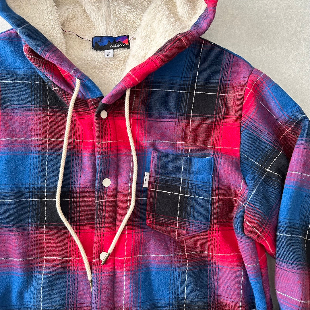 チェック柄ボアパーカー チェック柄 M 古着 メンズ