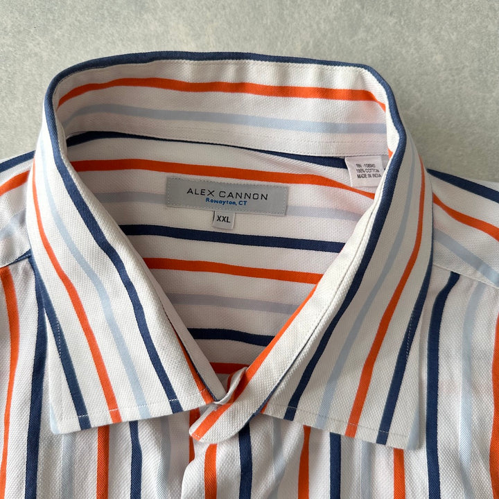 マルチストライプ柄シャツ ストライプ XXL 古着 メンズ
