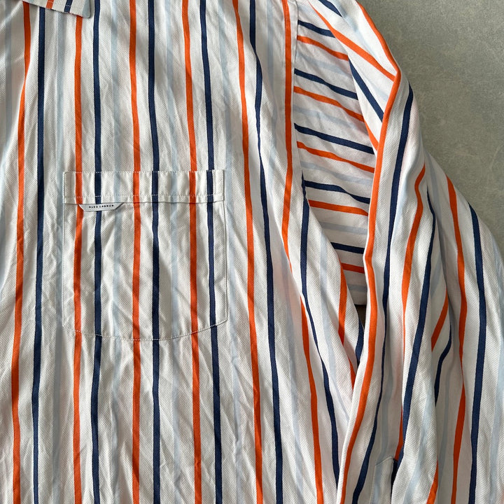 マルチストライプ柄シャツ ストライプ XXL 古着 メンズ