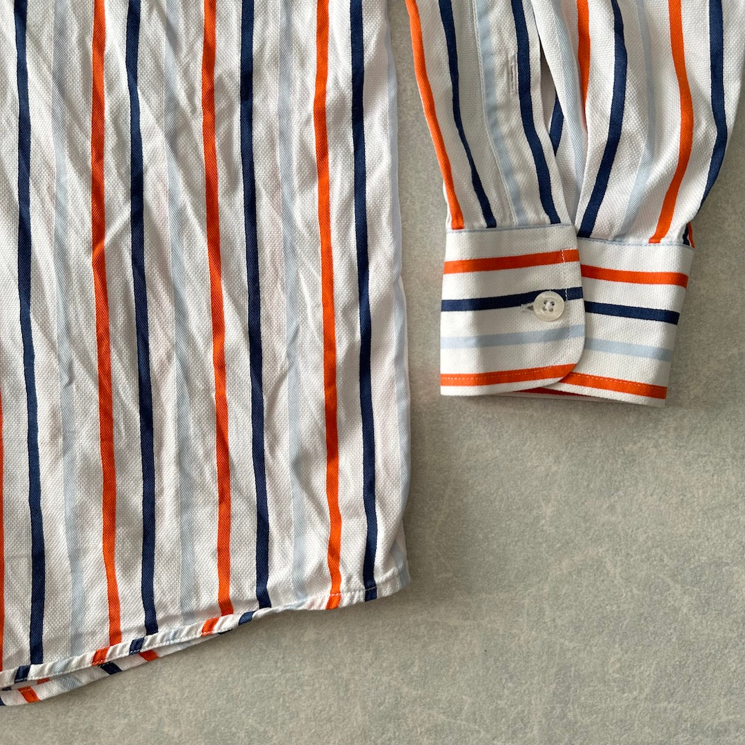 マルチストライプ柄シャツ ストライプ XXL 古着 メンズ