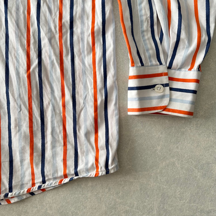 マルチストライプ柄シャツ ストライプ XXL 古着 メンズ