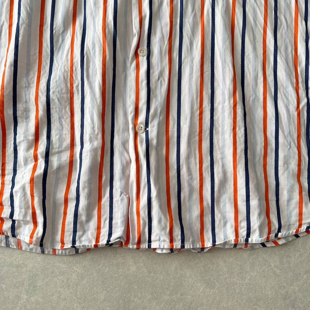 マルチストライプ柄シャツ ストライプ XXL 古着 メンズ