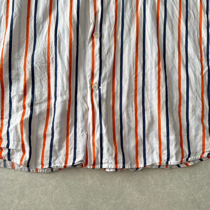 マルチストライプ柄シャツ ストライプ XXL 古着 メンズ