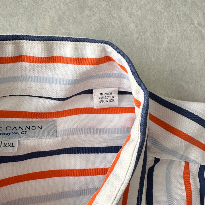 マルチストライプ柄シャツ ストライプ XXL 古着 メンズ