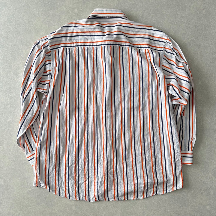 マルチストライプ柄シャツ ストライプ XXL 古着 メンズ