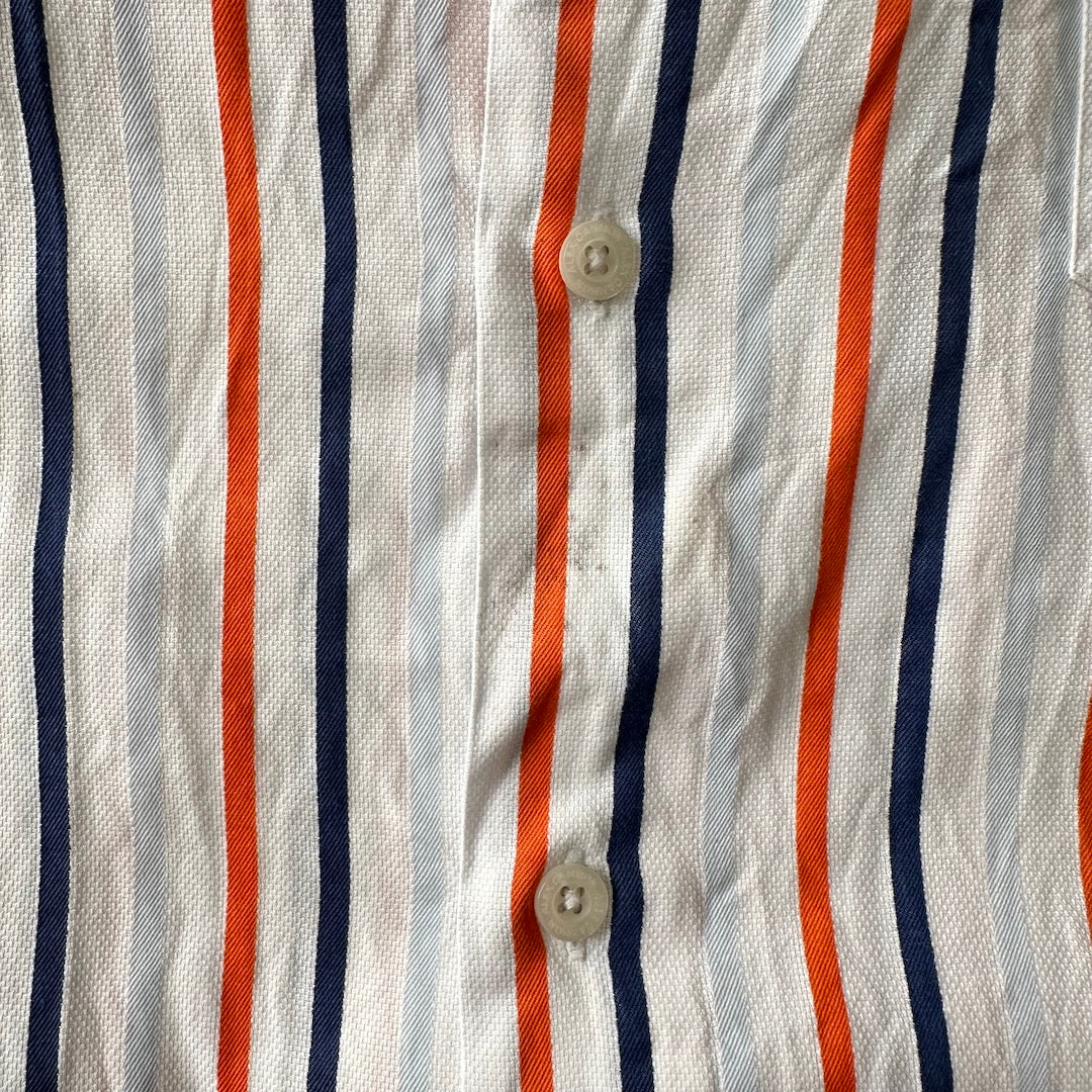 マルチストライプ柄シャツ ストライプ XXL 古着 メンズ