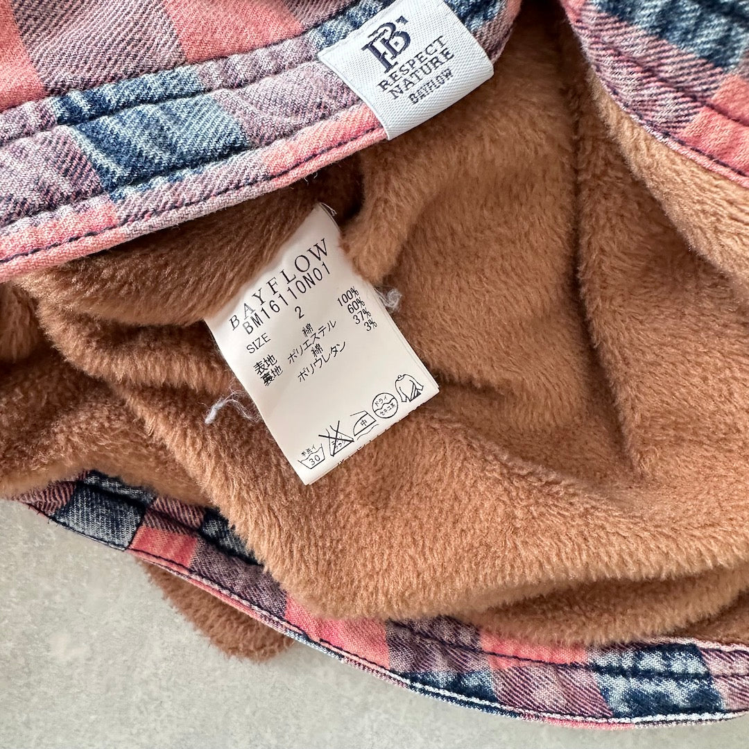 【BAYFLOW】ボアチェック柄シャツ チェック柄 L 古着 メンズ