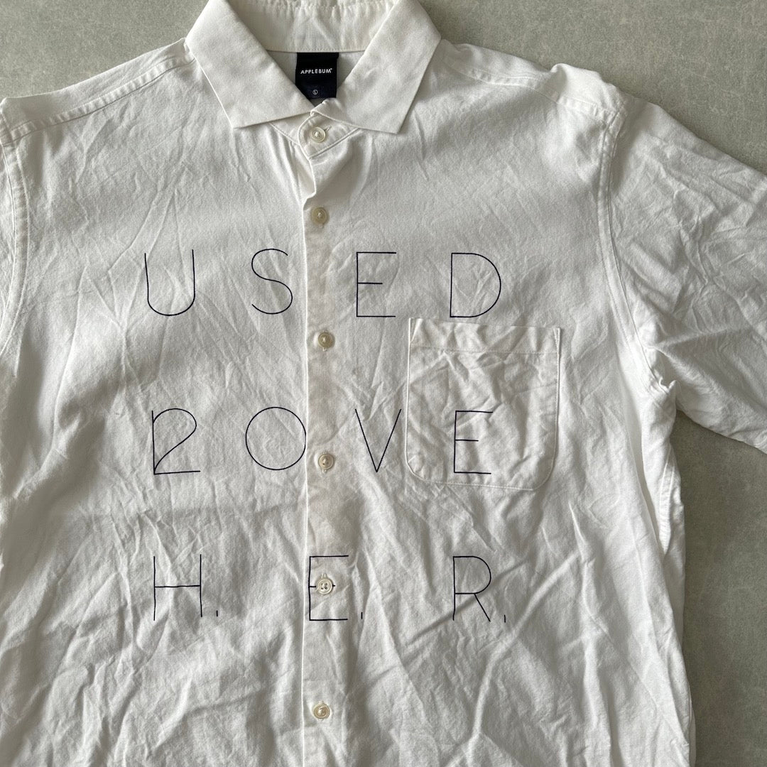 【APPLEBUM】メッセージプリント半袖シャツ ホワイト L 古着 メンズ