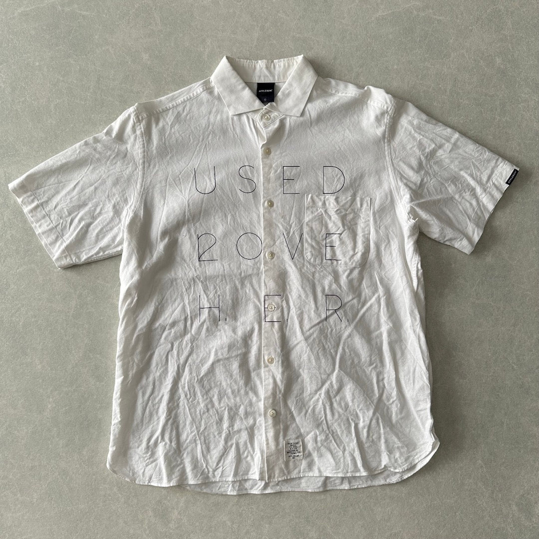 【APPLEBUM】メッセージプリント半袖シャツ ホワイト L 古着 メンズ