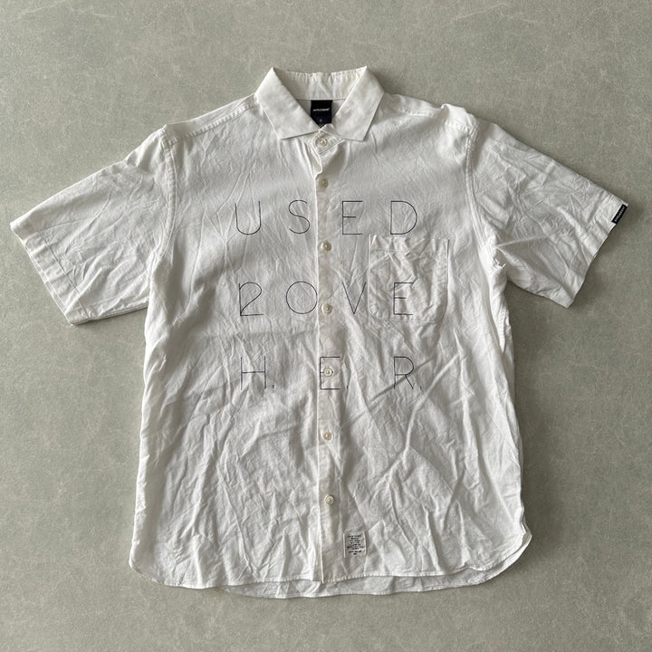 【APPLEBUM】メッセージプリント半袖シャツ ホワイト L 古着 メンズ