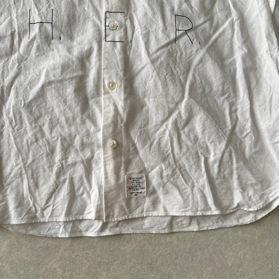 【APPLEBUM】メッセージプリント半袖シャツ ホワイト L 古着 メンズ