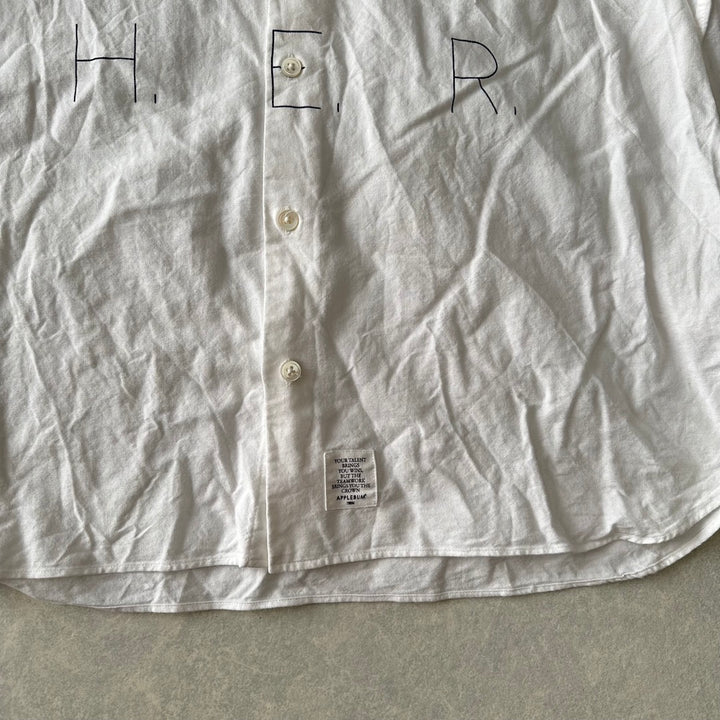 【APPLEBUM】メッセージプリント半袖シャツ ホワイト L 古着 メンズ