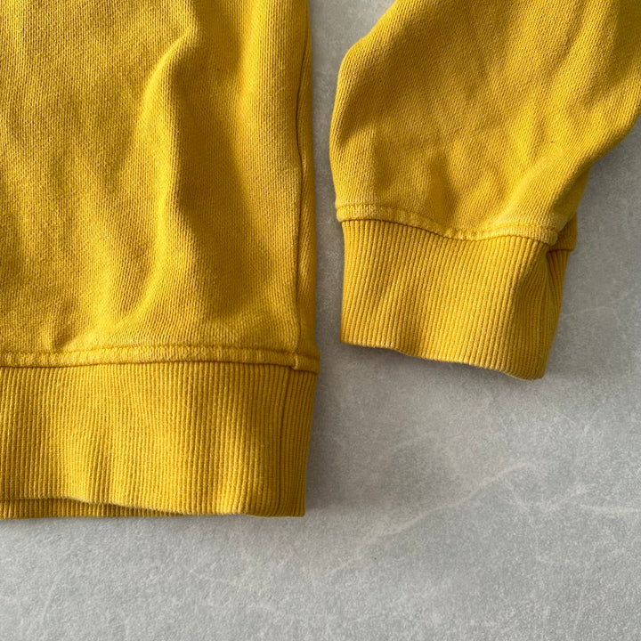 【LOGOS】ワンポイント刺繍クルーネックアウトドアスウェット イエロー LL 古着 メンズ
