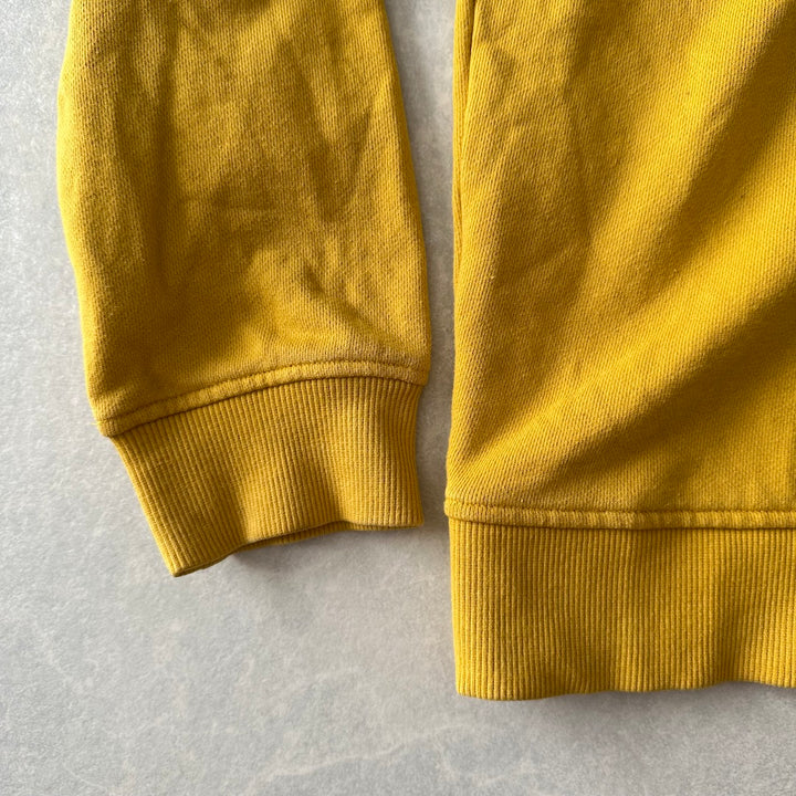 【LOGOS】ワンポイント刺繍クルーネックアウトドアスウェット イエロー LL 古着 メンズ