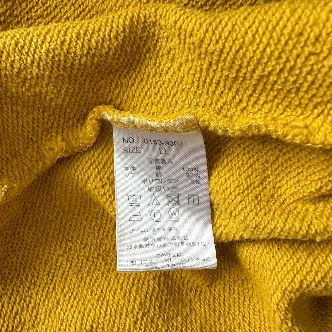 【LOGOS】ワンポイント刺繍クルーネックアウトドアスウェット イエロー LL 古着 メンズ