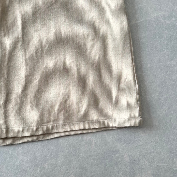 【UNIVERSAL OVERALL】コーデュロイロング丈コートカバーオール ベージュ F 古着 メンズ