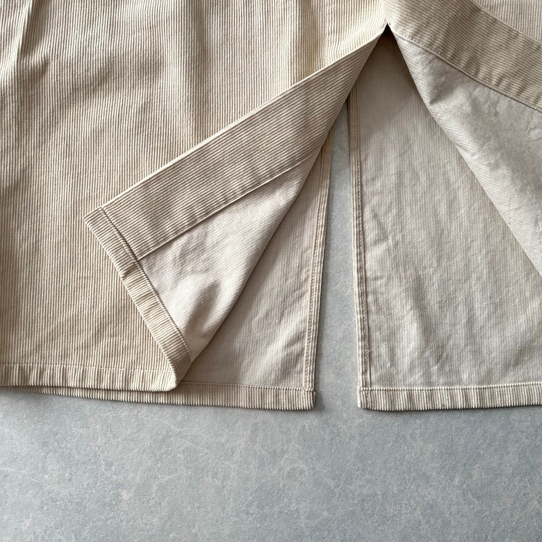 【UNIVERSAL OVERALL】コーデュロイロング丈コートカバーオール ベージュ F 古着 メンズ