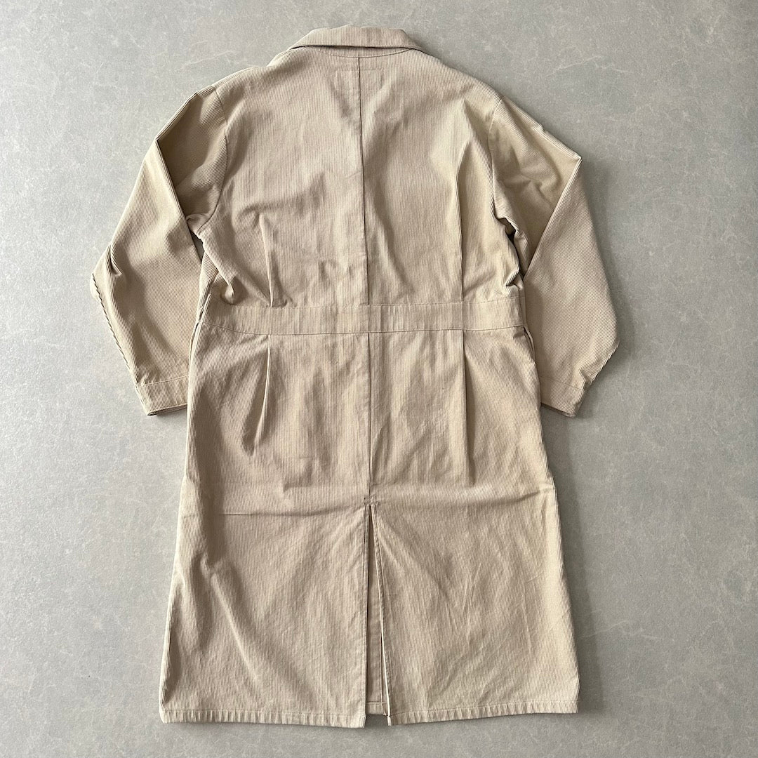【UNIVERSAL OVERALL】コーデュロイロング丈コートカバーオール ベージュ F 古着 メンズ
