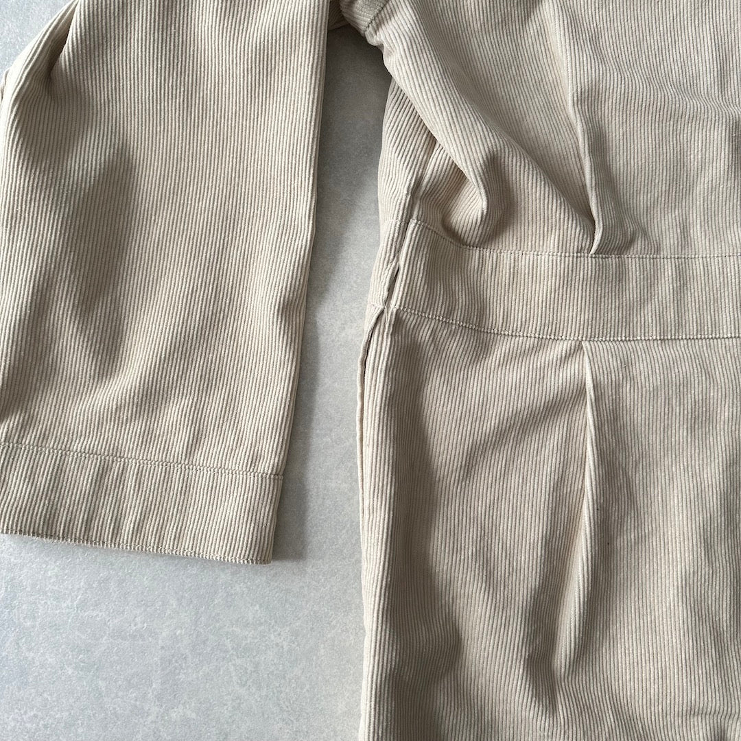 【UNIVERSAL OVERALL】コーデュロイロング丈コートカバーオール ベージュ F 古着 メンズ