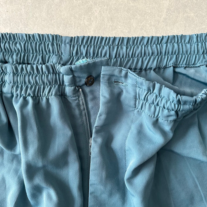 刺繍入りリラックスイージーパンツ ブルー 古着 メンズ