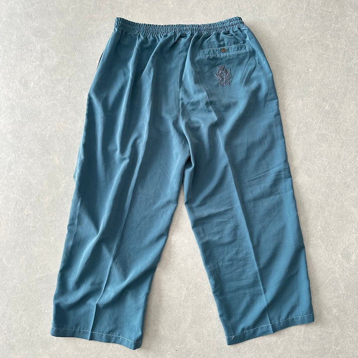 刺繍入りリラックスイージーパンツ ブルー 古着 メンズ