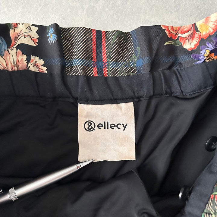 チェック花柄プリントワイドパンツ 総柄 M 古着 メンズ