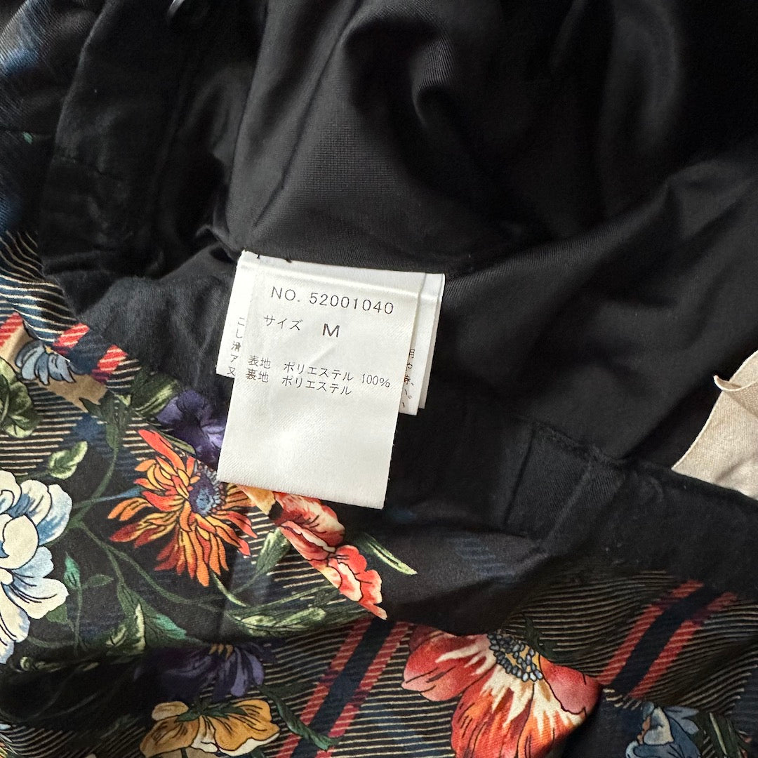 チェック花柄プリントワイドパンツ 総柄 M 古着 メンズ