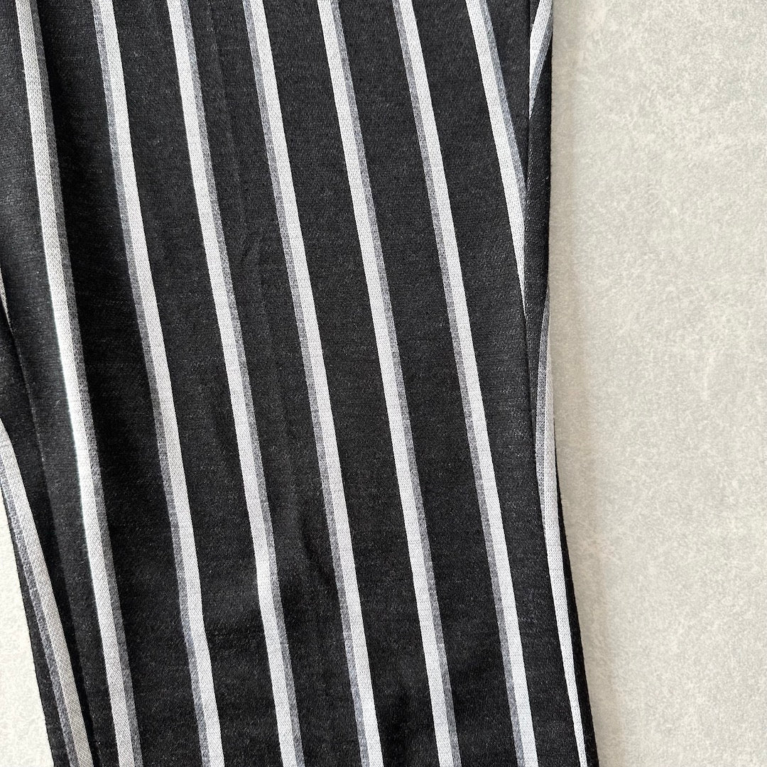 モノクロストライプ柄ストレッチイージーパンツ ストライプ柄 XL 古着 メンズ