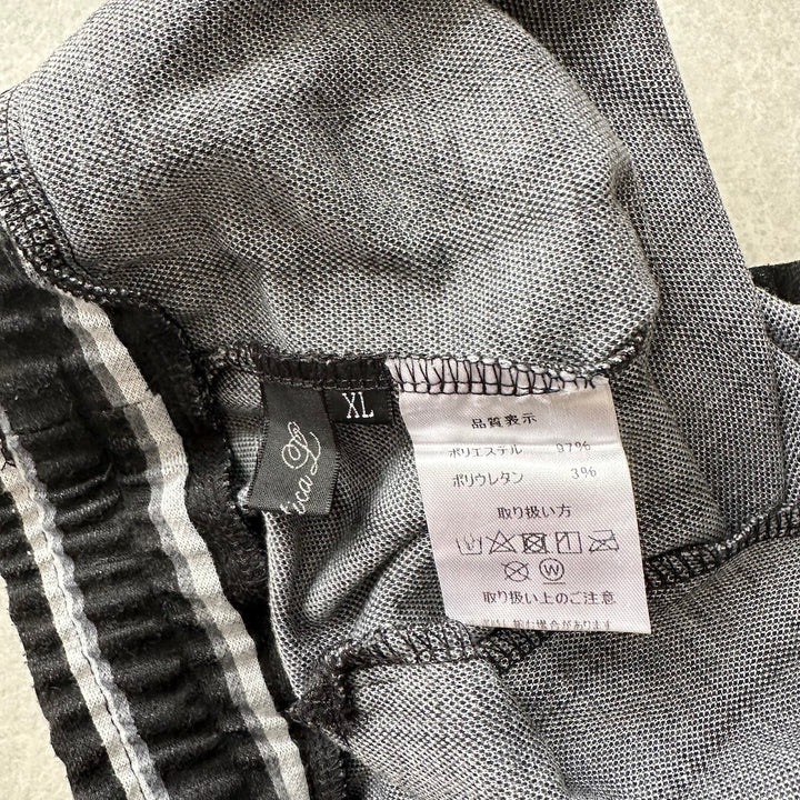 モノクロストライプ柄ストレッチイージーパンツ ストライプ柄 XL 古着 メンズ